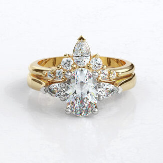 Custom Made Three Stone Engagement Ring and Diamond Set Wedding Ring SB3494 image 1