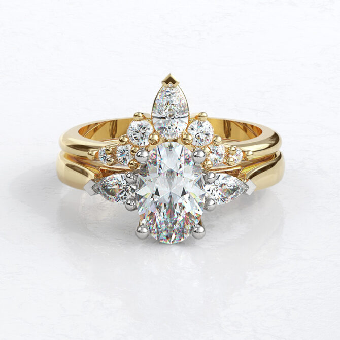 Custom Made Three Stone Engagement Ring and Diamond Set Wedding Ring SB3494 image 1