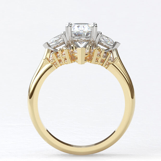 Custom Made Three Stone Engagement Ring and Diamond Set Wedding Ring SB3494 image 2