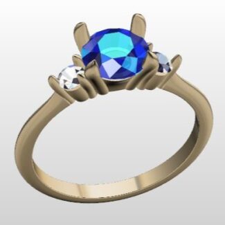 Custom Made Three Stone Sapphire and Diamond Engagement Ring SB3735 image 2