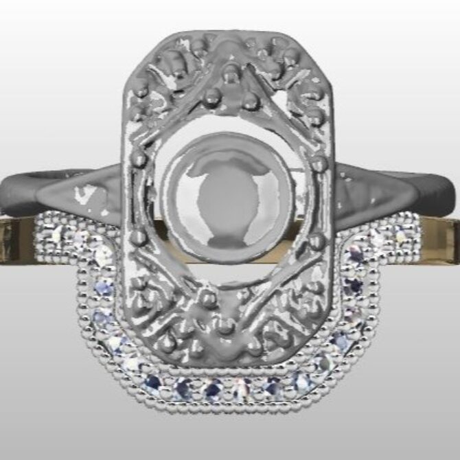 Custom Made Unusual Engagement Ring and Curved Diamond Set Wedding Ring SB3382 image 1