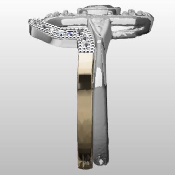 Custom Made Unusual Engagement Ring and Curved Diamond Set Wedding Ring SB3382 image 4