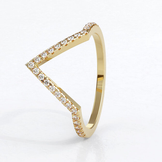 Custom Made V-Shape Diamond Set Wedding Ring SB3895 v3 image 3