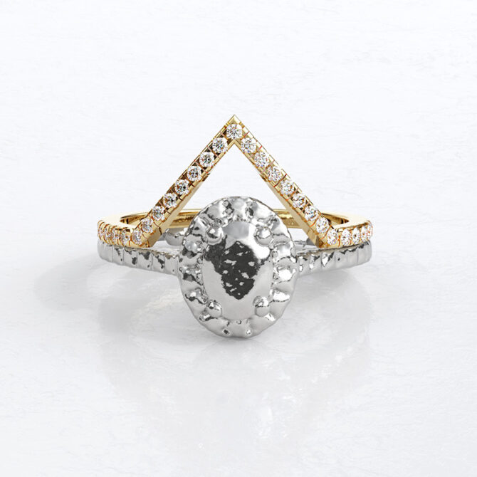 Custom Made V-Shape Diamond Set Wedding Ring SB3895 v3 image 4