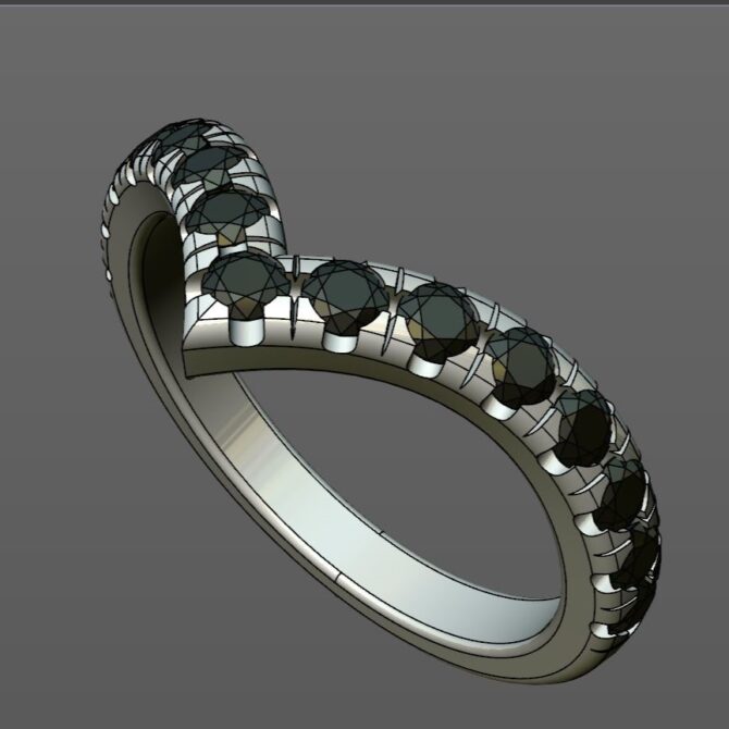 Custom Made V-Shaped Diamond Set Wedding Ring SB3356 image 2