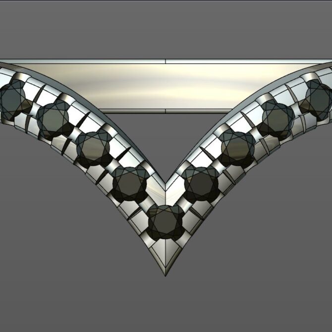 Custom Made V-Shaped Diamond Set Wedding Ring SB3404 image 1