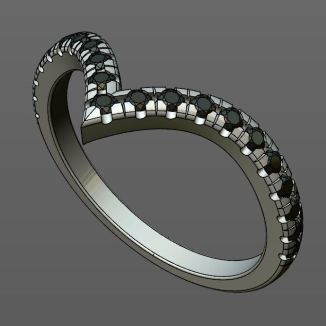 Custom Made V-Shaped Diamond Set Wedding Ring SB3404 image 2