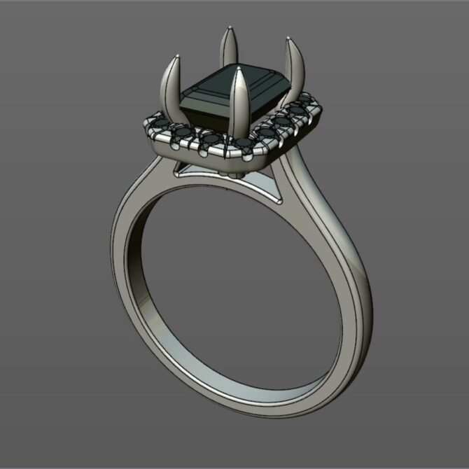 Custom made emerald cut diamond halo engagement ring SB4507 quick image 02