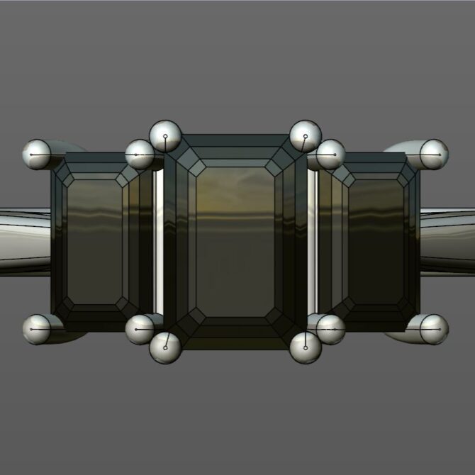 Custom made emerald cut diamond three stone engagement ring SB4503 quick image 01