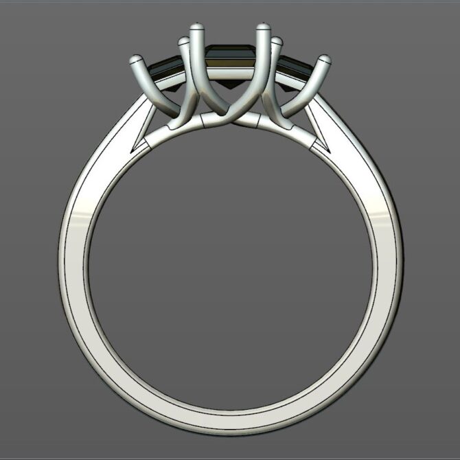 Custom made emerald cut diamond three stone engagement ring SB4503 quick image 03