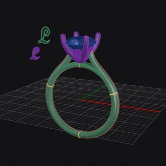 Custom made letter tulip setting oval diamond engagement ring SB4559 quick render 02