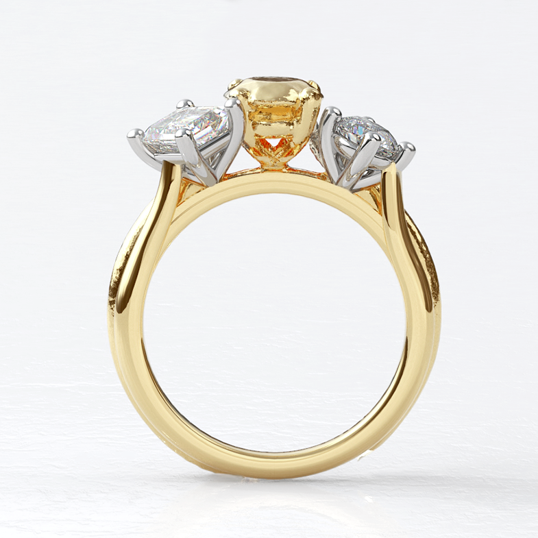 Custom made round and emerald unsymmetric wedding ring sb4600 v4 1