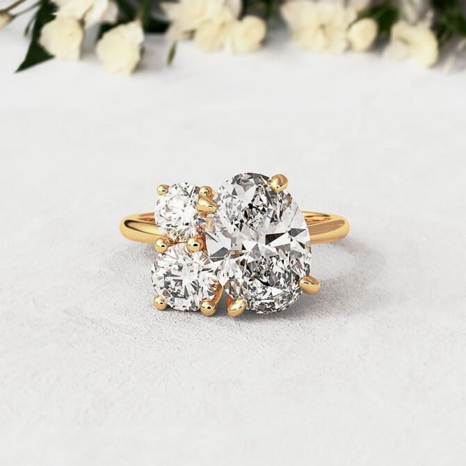 Bespoke Designed Aasymmetric Oval And Round Three Stone Engagement Ring SB4399 v5 1