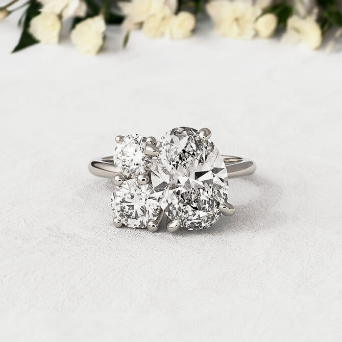 Bespoke Designed Aasymmetric Oval And Round Three Stone Engagement Ring SB4399 v5 4