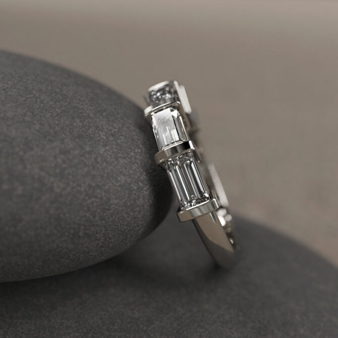 Bespoke Designed Baguette Set Wedding Ring SB3254 6