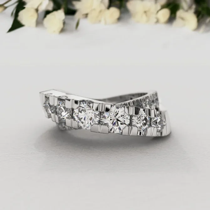 Bespoke Designed Cross Over Diamond Set Eternity Ring SB4455 (2)