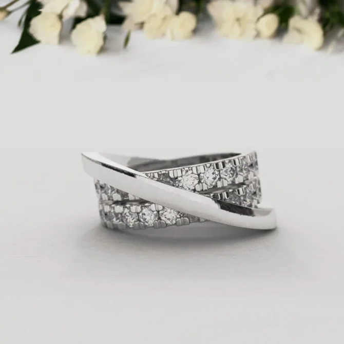 Bespoke Designed Cross Over Diamond Set Eternity Ring SB4457 (2)