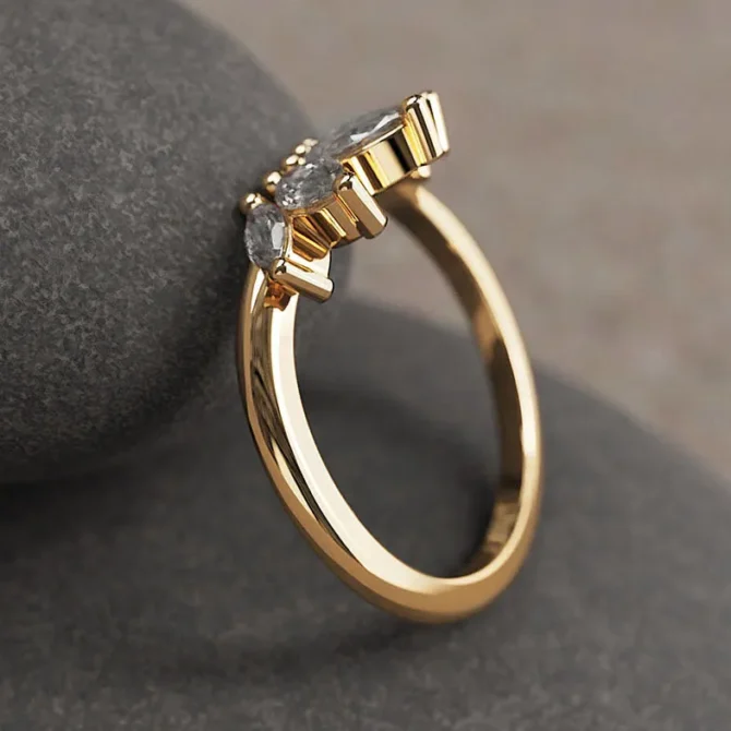 Bespoke Designed Curved Diamond Set Wedding Ring SB2553 (3)