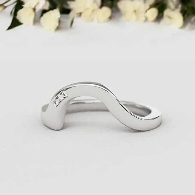 Bespoke Designed Curved Diamond Set Wedding Ring SB4264 (2)