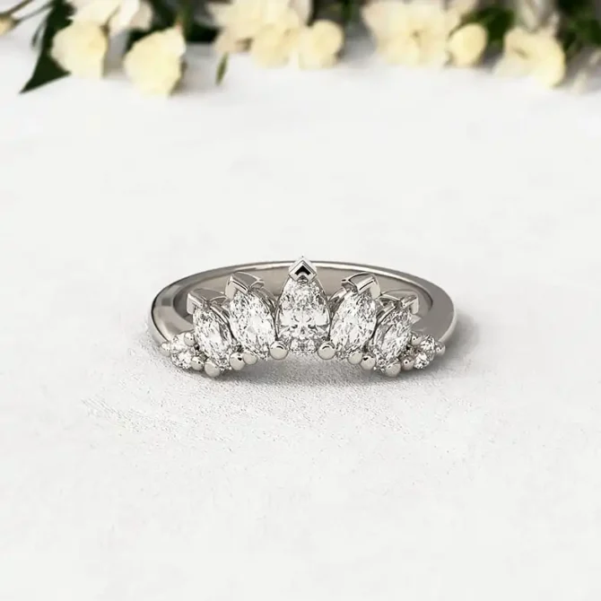 Bespoke Designed Curved Diamond Set Wedding Ring SB4379 4