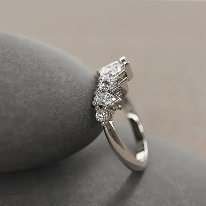 Bespoke Designed Curved Diamond Set Wedding Ring SB4379 6