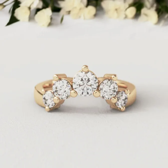 Bespoke Designed Curved Five Stone Diamond Set Wedding Ring SB3100 (1) copy