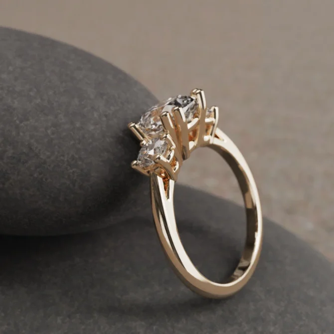 Bespoke Designed Cushion Cut And Round Cut Three Stone Engagement Ring SB2252 (3)