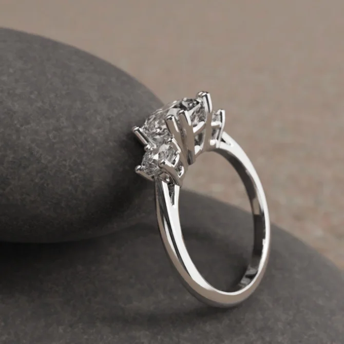 Bespoke Designed Cushion Cut And Round Cut Three Stone Engagement Ring SB2252 (4)