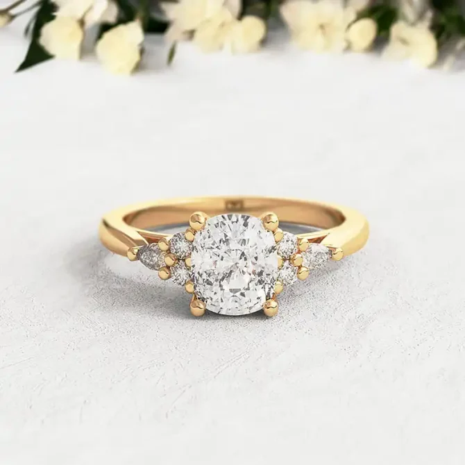 Bespoke Designed Cushion Cut Side Stone Engagement Ring SB4129 1