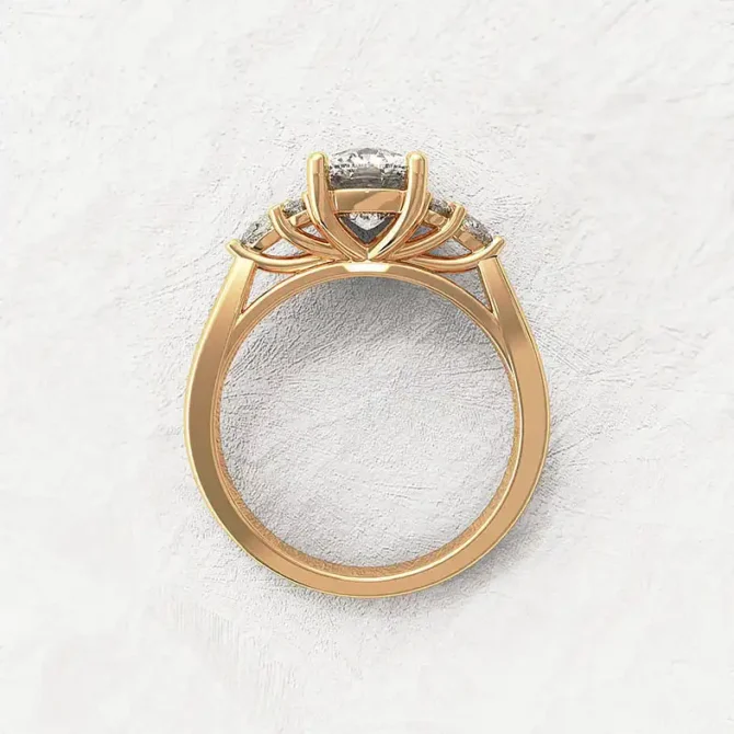 Bespoke Designed Cushion Cut Side Stone Engagement Ring SB4129 2