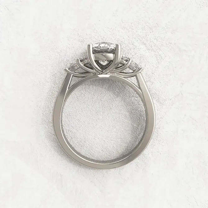 Bespoke Designed Cushion Cut Side Stone Engagement Ring SB4129 5