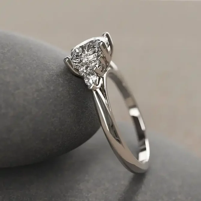 Bespoke Designed Cushion Cut Side Stone Engagement Ring SB4129 6