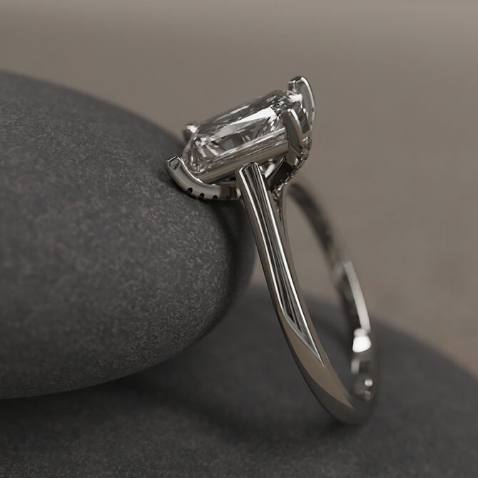 Bespoke Designed Diamond Set Claws Radiant Cut Solitaire Engagement Ring SB2624 (1)