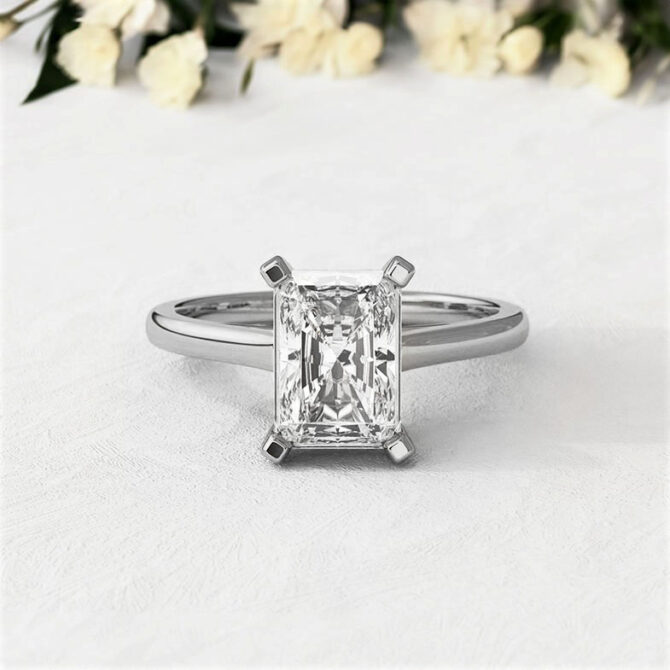 Bespoke Designed Diamond Set Claws Radiant Cut Solitaire Engagement Ring SB2624 (5)