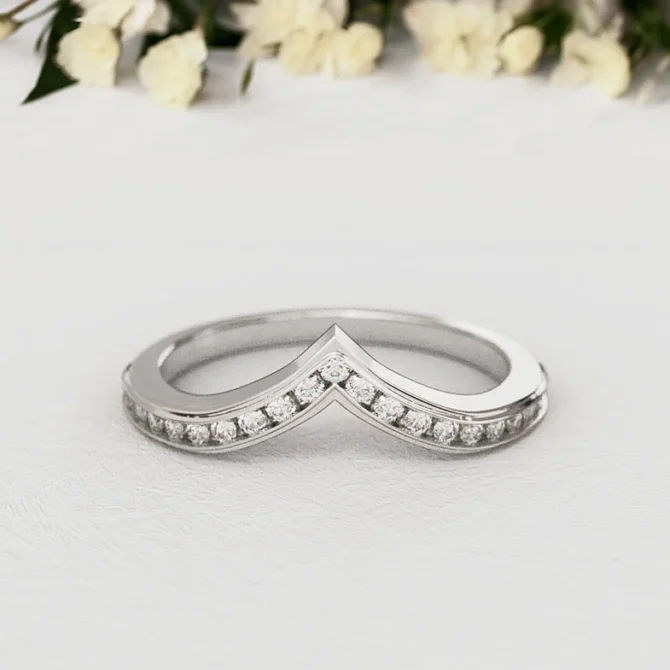 Bespoke Designed Diamond Set V-Shaped Wedding Ring SB2899 (2)