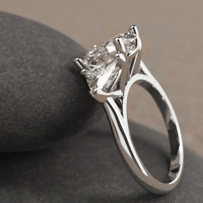 Bespoke Designed Oval Cut And Trillion Three Stone Engagement Ring SB4035 (3)