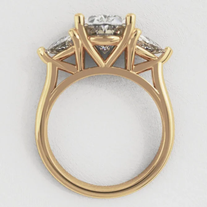 Bespoke Designed Oval Cut And Trillion Three Stone Engagement Ring SB4035 (5)