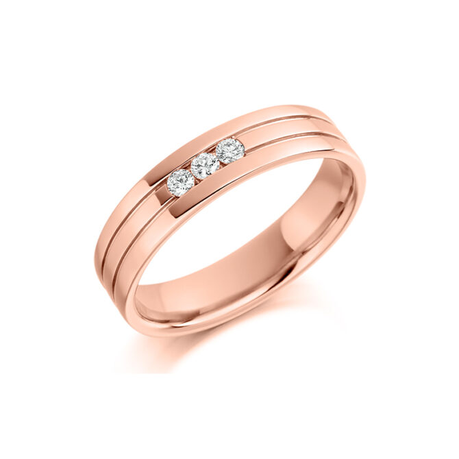 Bespoke Gents Rose Gold Diamond Wedding Band GDW006