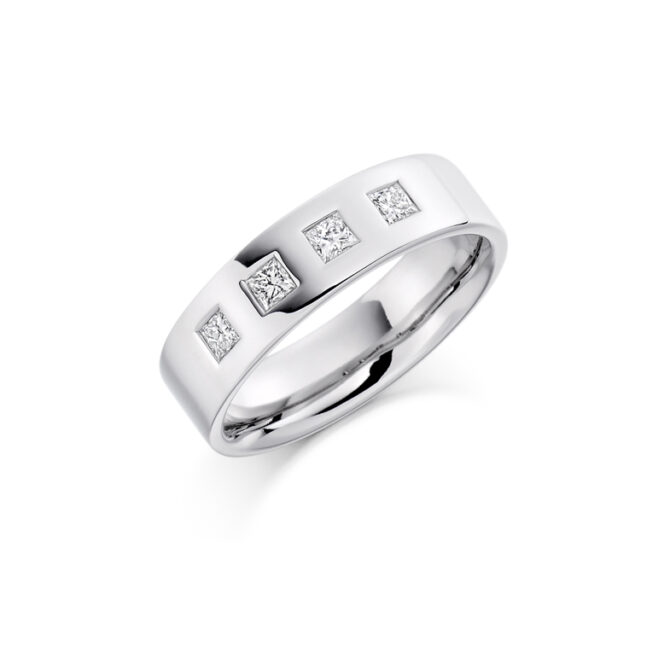 Bespoke Gents White Gold Diamond Wedding Band GDW001