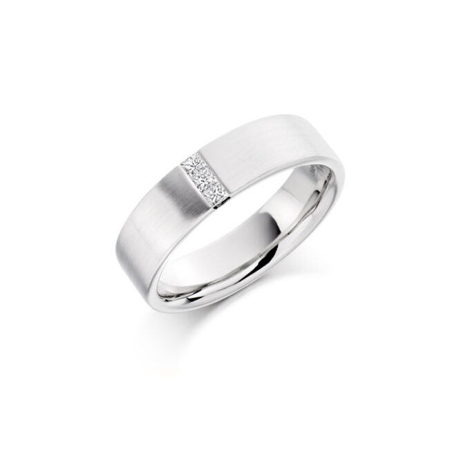 Bespoke Gents White Gold Diamond Wedding Band GDW007