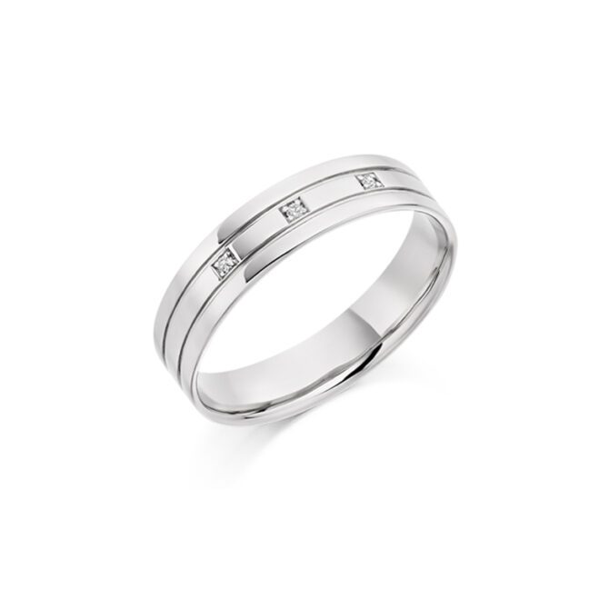 Bespoke Gents White Gold Diamond Wedding Band GDW008