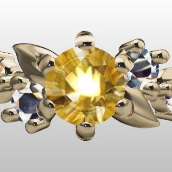 Custom Made Citrine Side Stone Engagement Ring SB2778 image 1