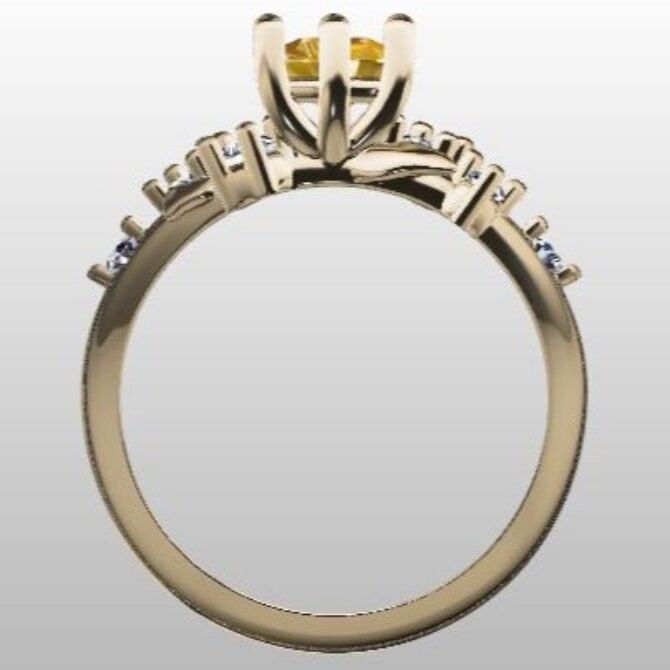 Custom Made Citrine Side Stone Engagement Ring SB2778 image 3