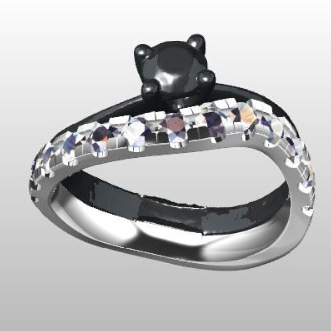 Custom Made Curved Diamond Set Wedding RIng SB2890 image 2