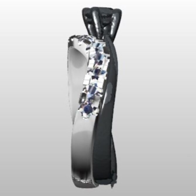 Custom Made Curved Diamond Set Wedding RIng SB2890 image 4