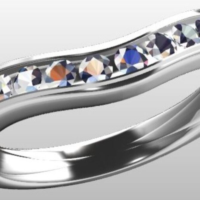 Custom Made Curved Diamond Set Wedding Ring SB2764 image 2