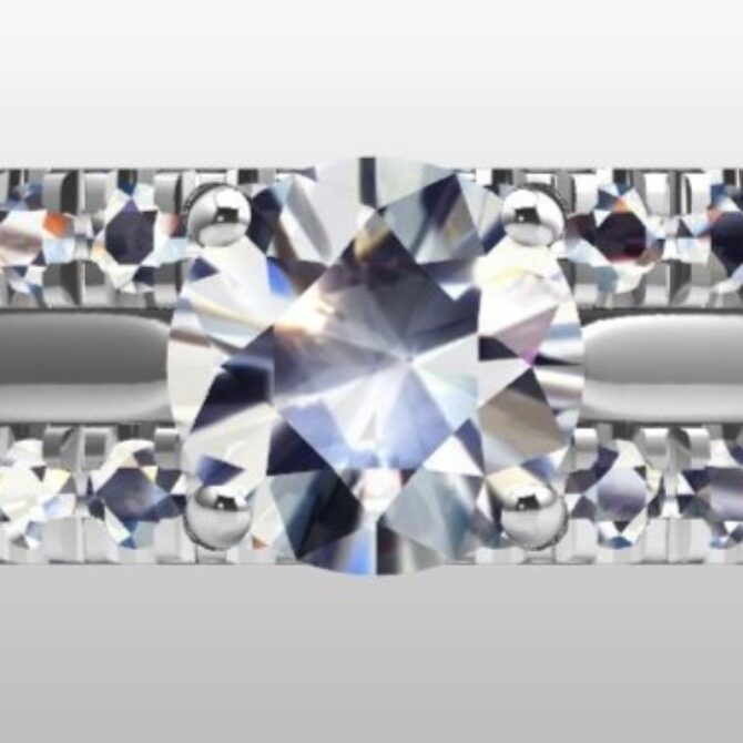 Custom Made Diamond Set Wedding Ring and Round Solitaire Engagement Ring SB2330 image 1