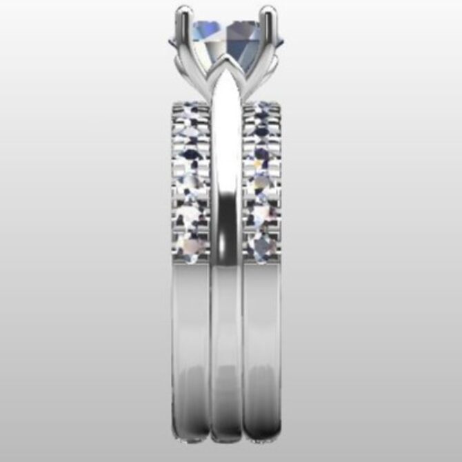 Custom Made Diamond Set Wedding Ring and Round Solitaire Engagement Ring SB2330 image 4