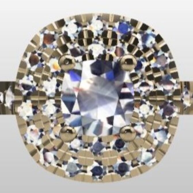 Custom Made Double Halo Side Stone Engagement Ring SB3164 image 1