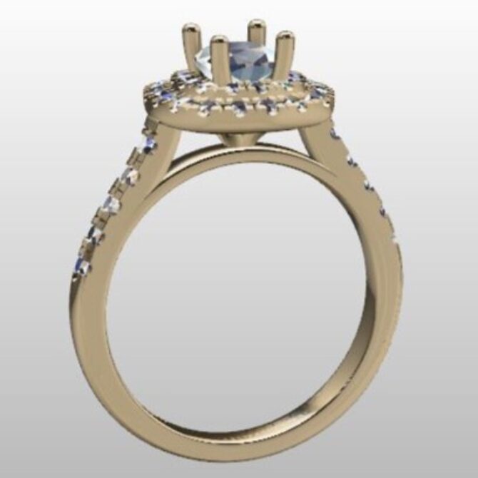 Custom Made Double Halo Side Stone Engagement Ring SB3164 image 2